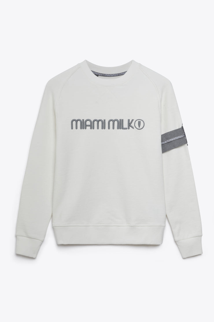 Felpa JapTake-away colore bianco da uomo senza cappuccio
