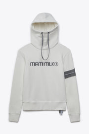 Felpa JapTake-away colore bianco da uomo con cappuccio long string hood