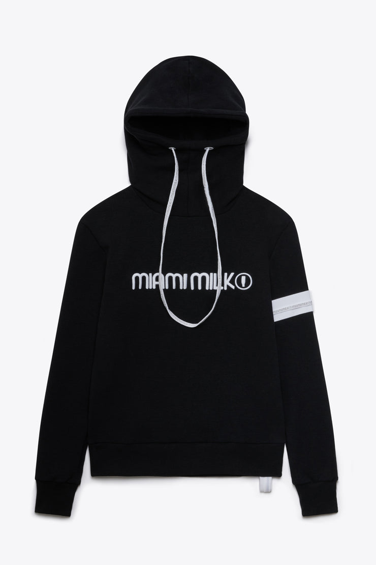 Felpa JapTake-away colore Nero da uomo con cappuccio long string hood