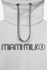 Felpa JapTake-away colore bianco da donna con cappuccio long string hood