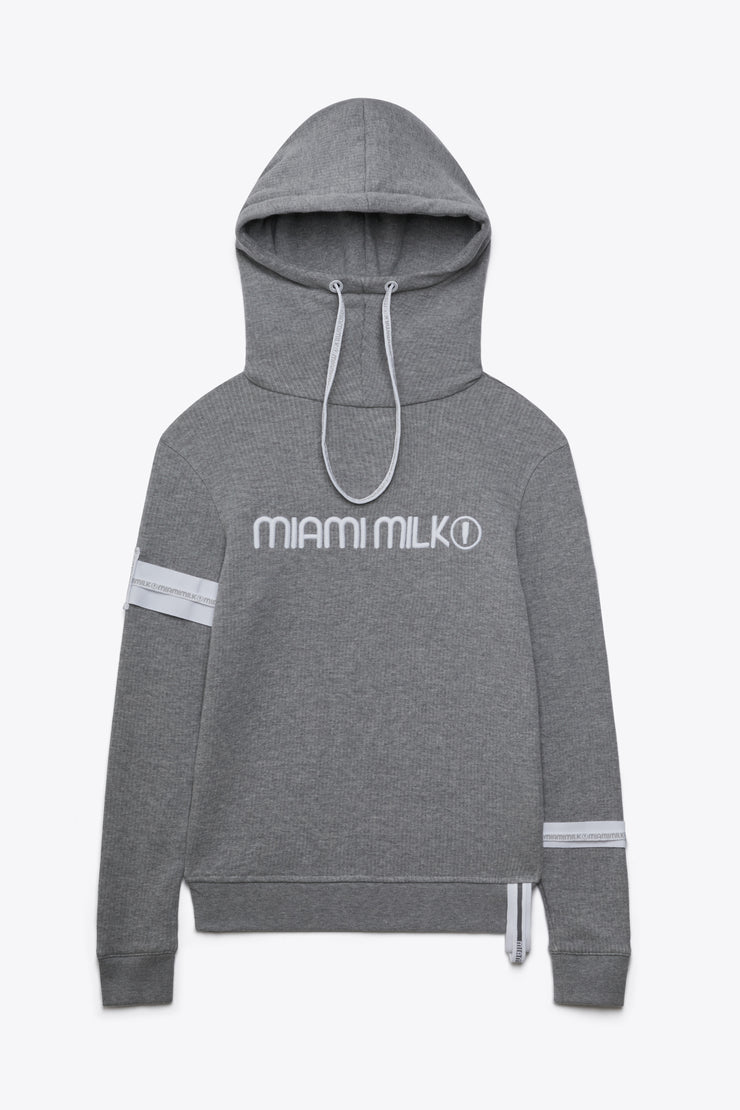 Felpa JapTake-away colore grigio da donna con cappuccio long string hood