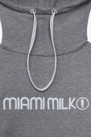 Felpa JapTake-away colore grigio da donna con cappuccio long string hood