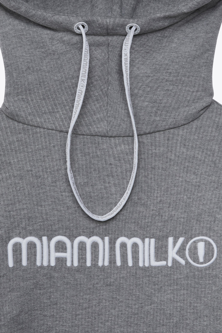 Felpa JapTake-away colore grigio da donna con cappuccio long string hood