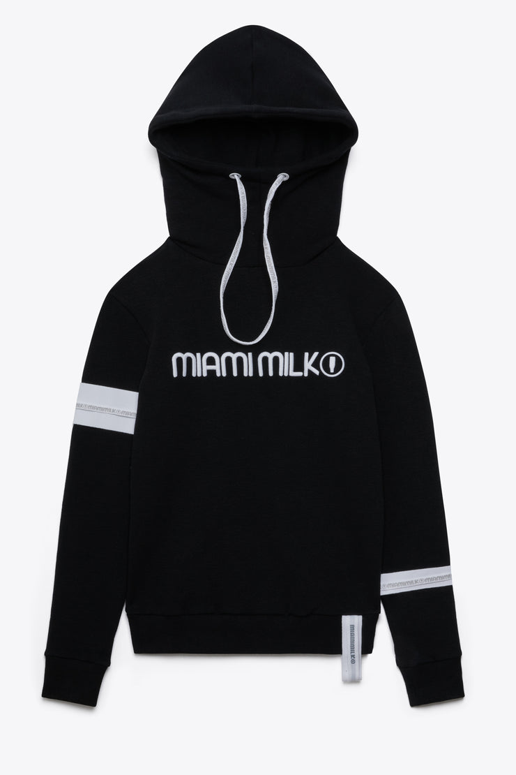Felpa JapTake-away colore Nero da donna con cappuccio long string hood